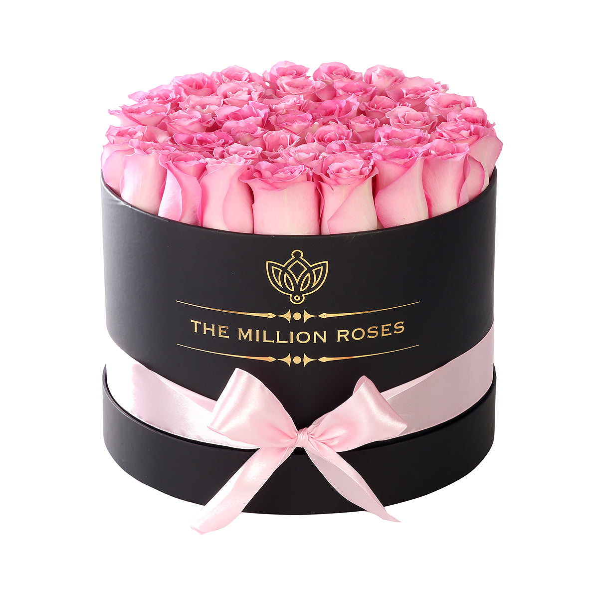 Trandafiri naturali roz in cutie medie