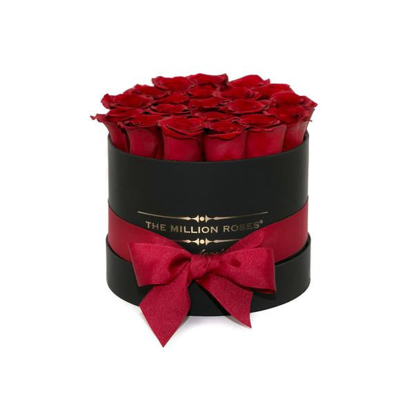 Trandafiri naturali roșii - Cutie neagră mică