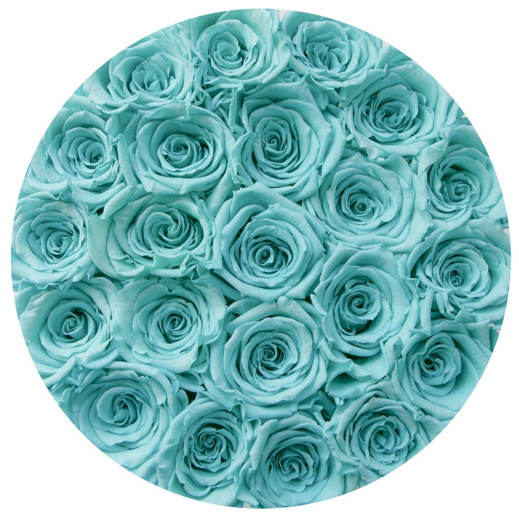 Aranjament de trandafiri criogenati albaștri "Tiffany" in cutie mică