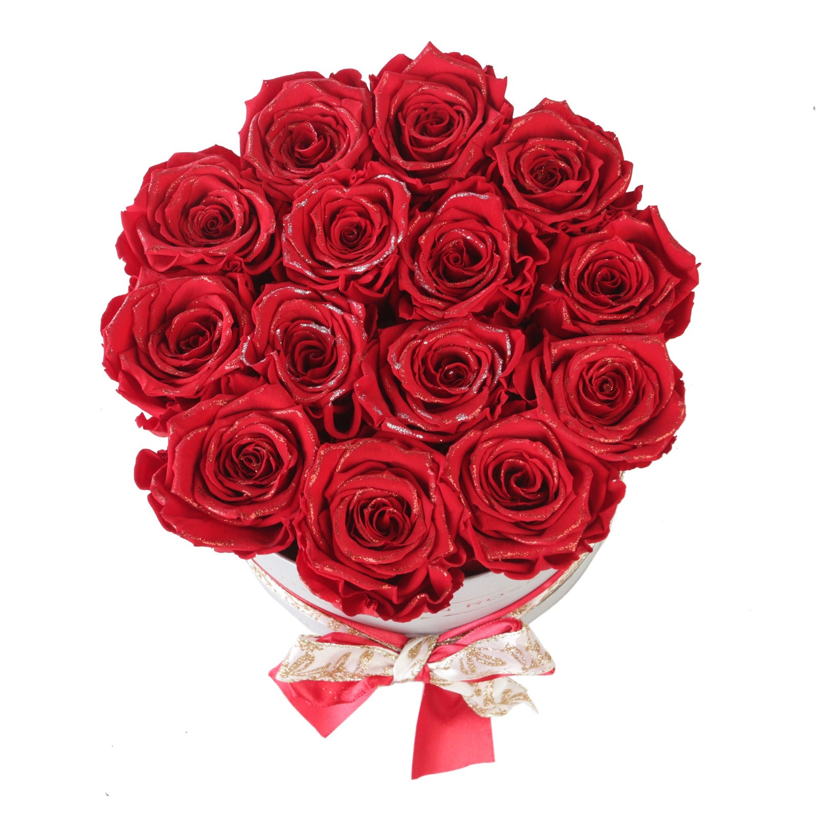 Trandafiri criogenati rosii in cutie mica argintie-Colectia de Craciun