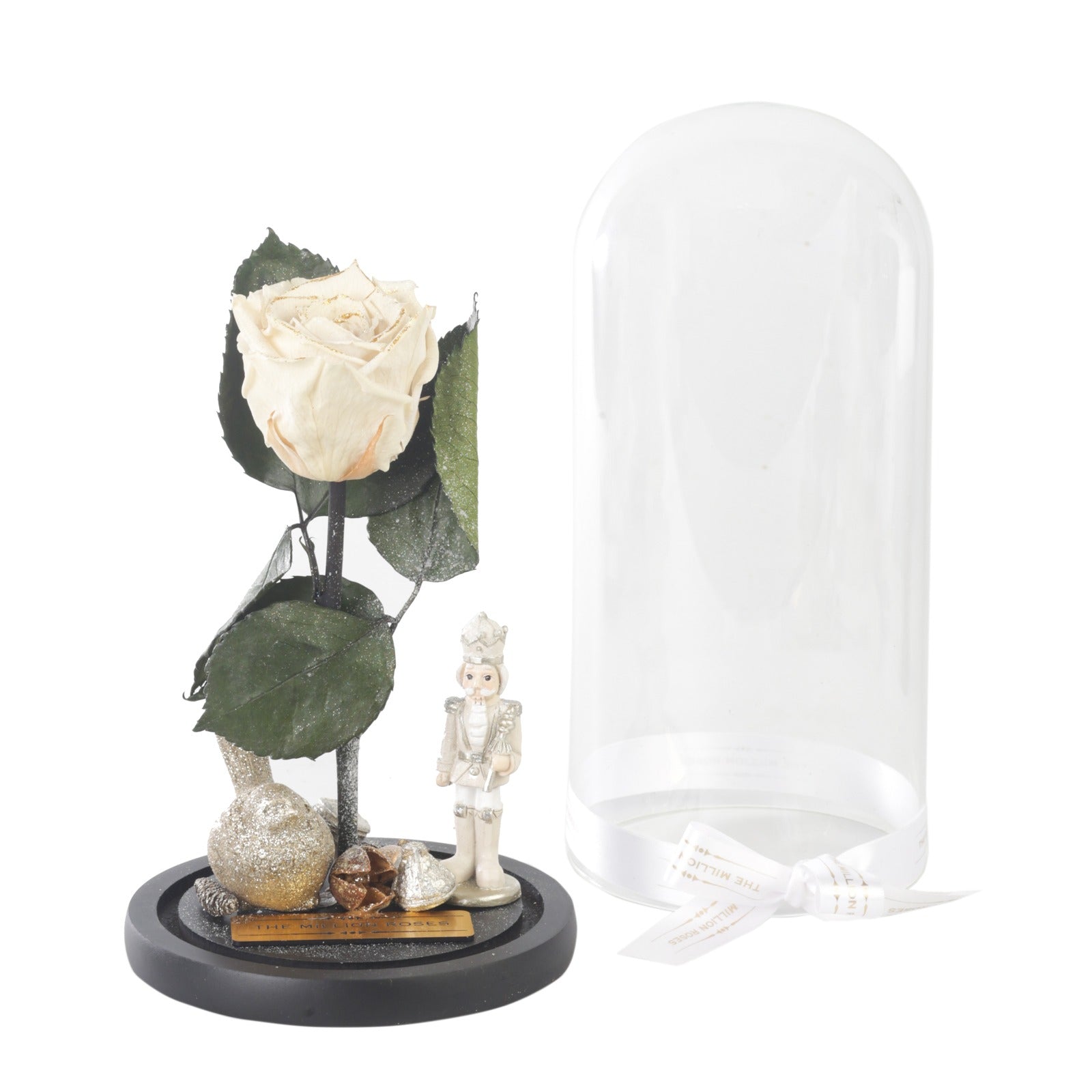 Trandafir criogenat alb in cupola de sticla-Editie de Craciun