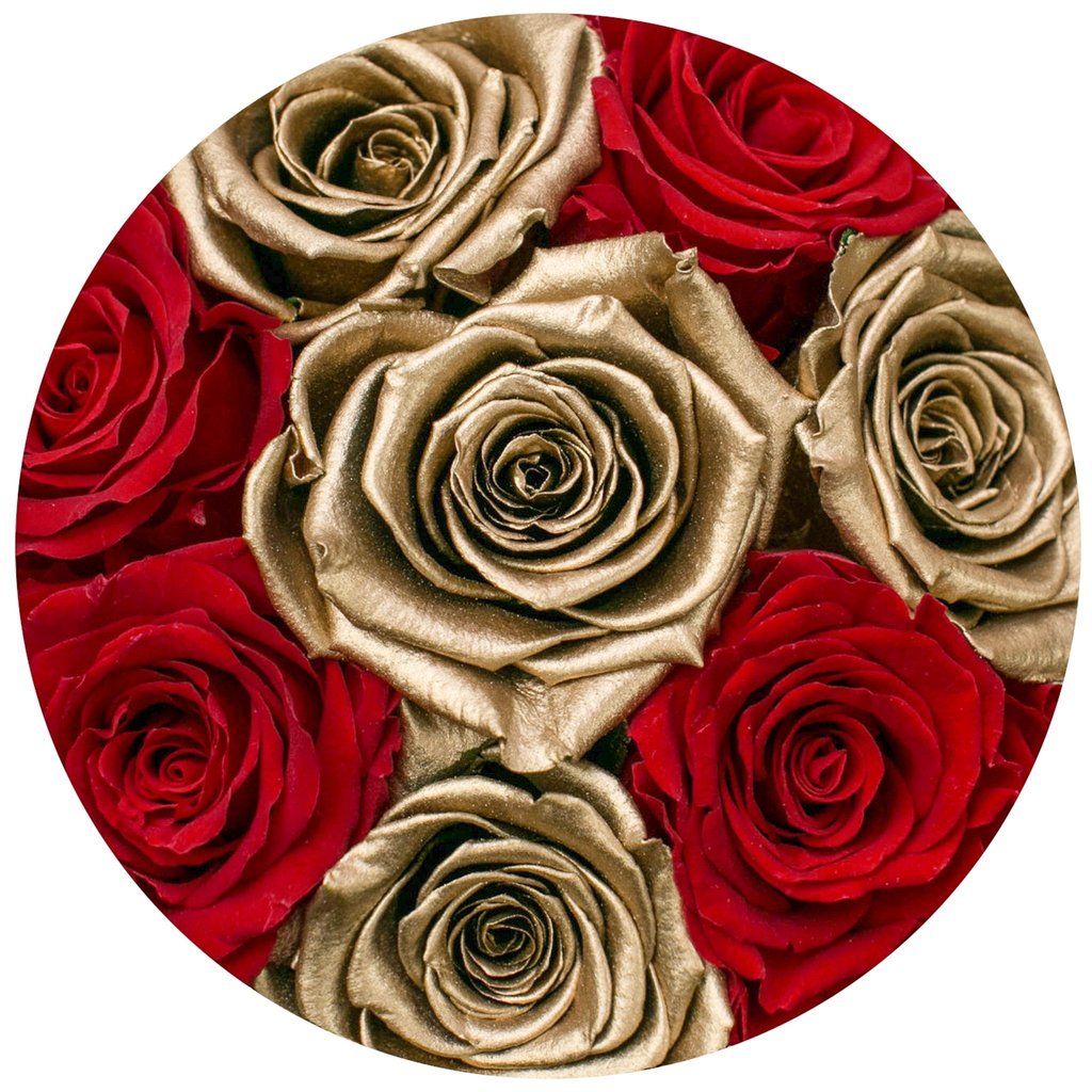 Trandafiri criogenați aurii și roșii - Cutie neagră basic