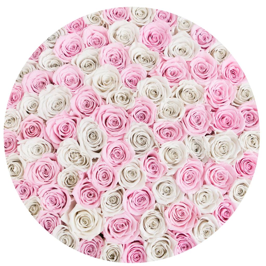 Cutie gigantă de lux cu trandafiri naturali roz și albi