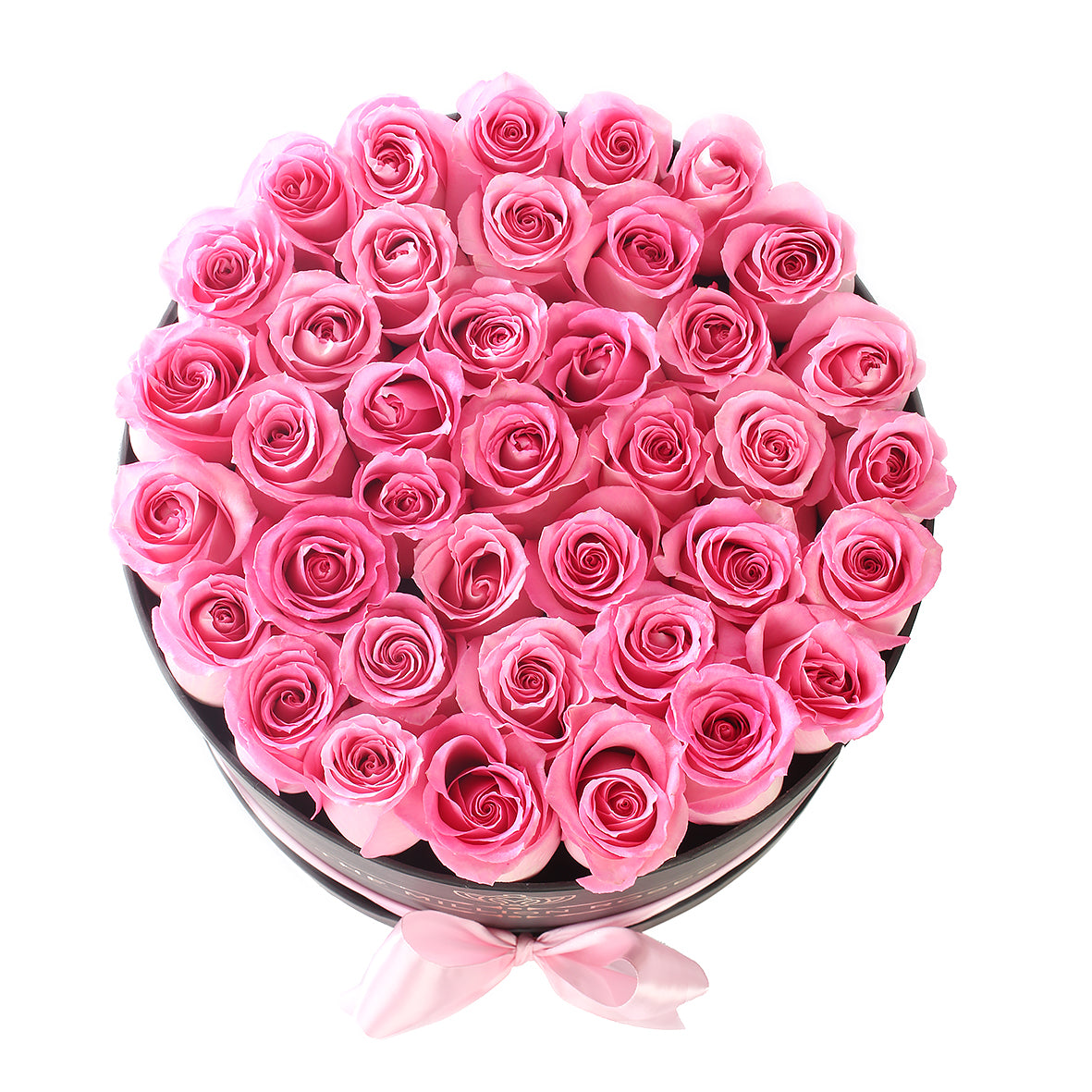 Trandafiri naturali roz in cutie medie