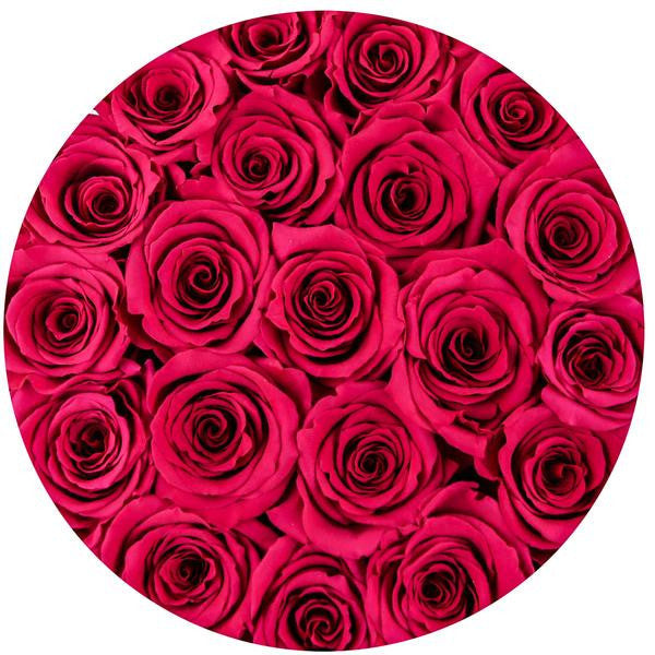Aranjament cu trandafiri roz ciclam - Cutie medie neagră