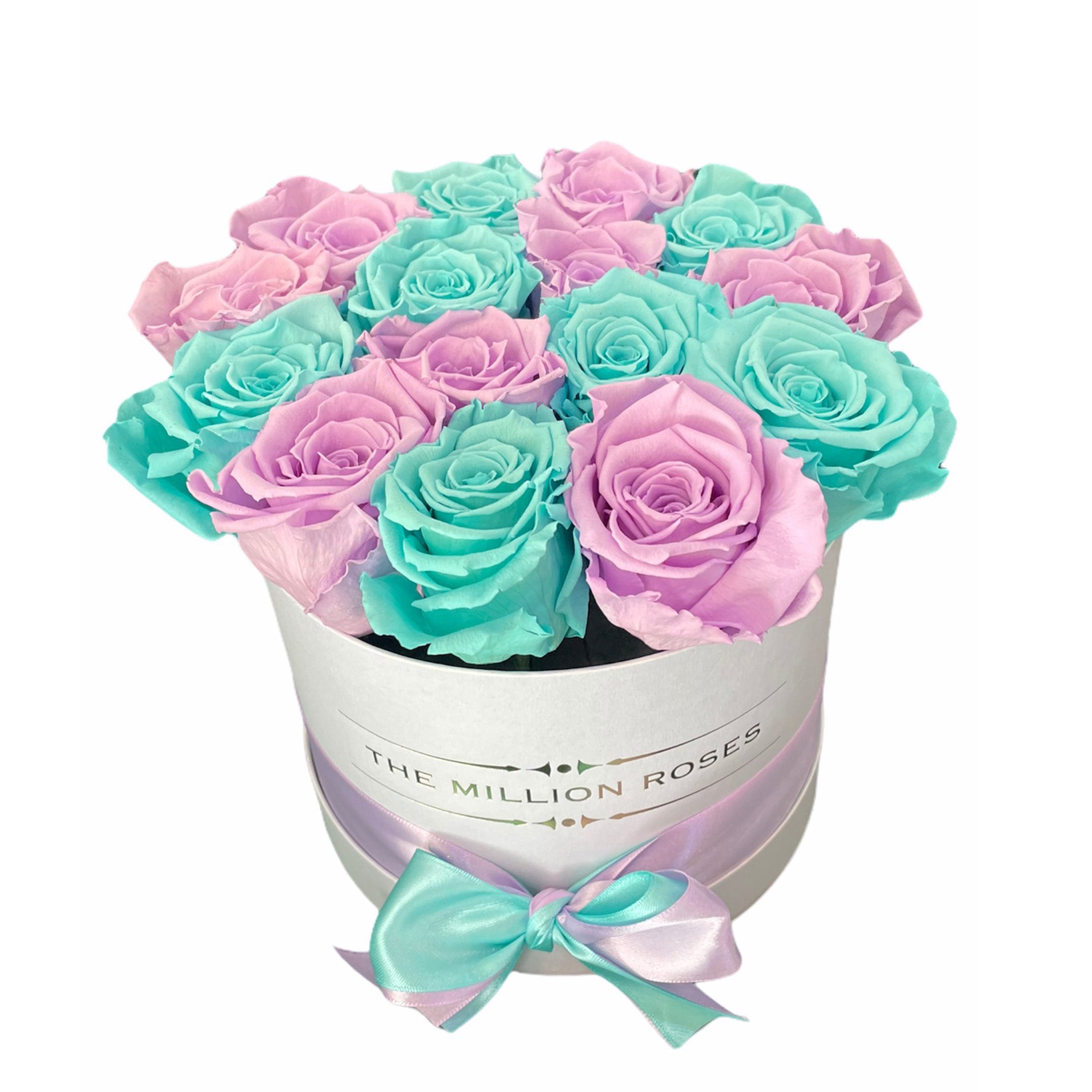 Candy collection - trandafiri criogenati mov & Tiffany in cutie mica